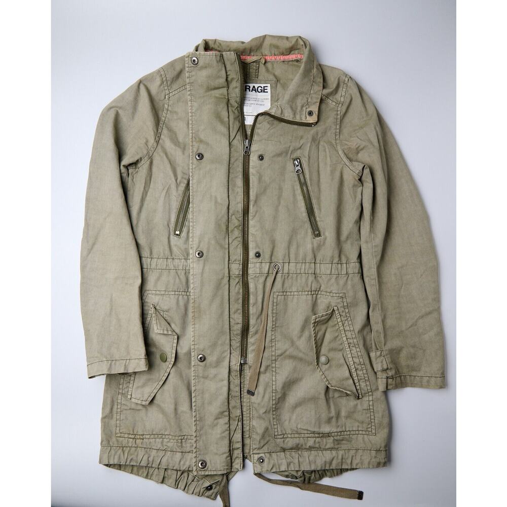 Garage Women’s Jacket Small Olive Green Utility Military Style‎ Full Zip Pockets - Picture 12 of 12